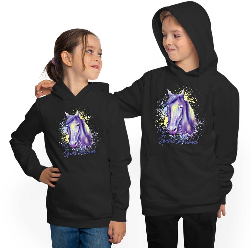Kids horse Hoodie - purple horse head i158